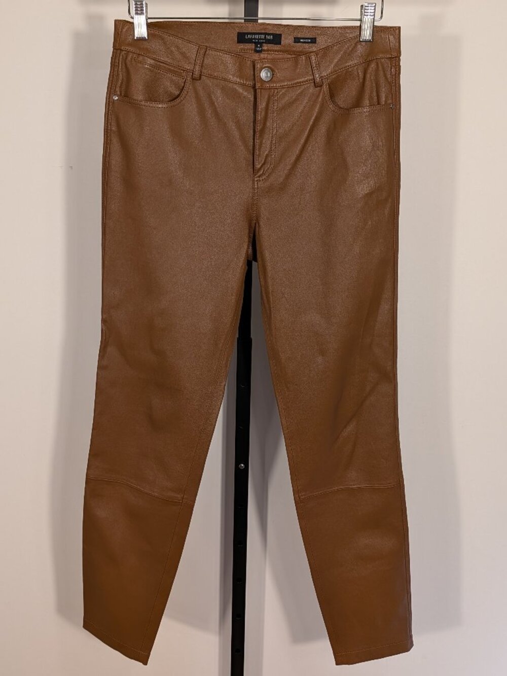 Lafayette 148 Mercer 100% Leather Pants | Cognac Brown | Size 8